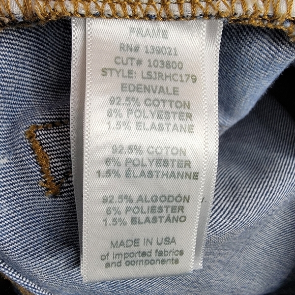 FRAME Skinny Jean Le Skinny de Jeanne Edenvale Wash Released Hem Women 27 Denim - Picture 10 of 14